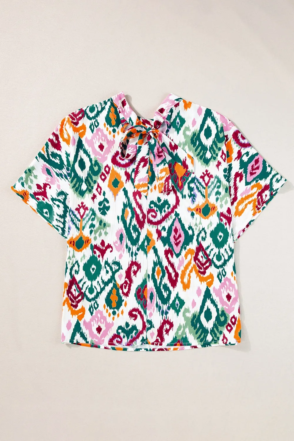 Trina Printed Mock Neck Half Sleeve Blouse