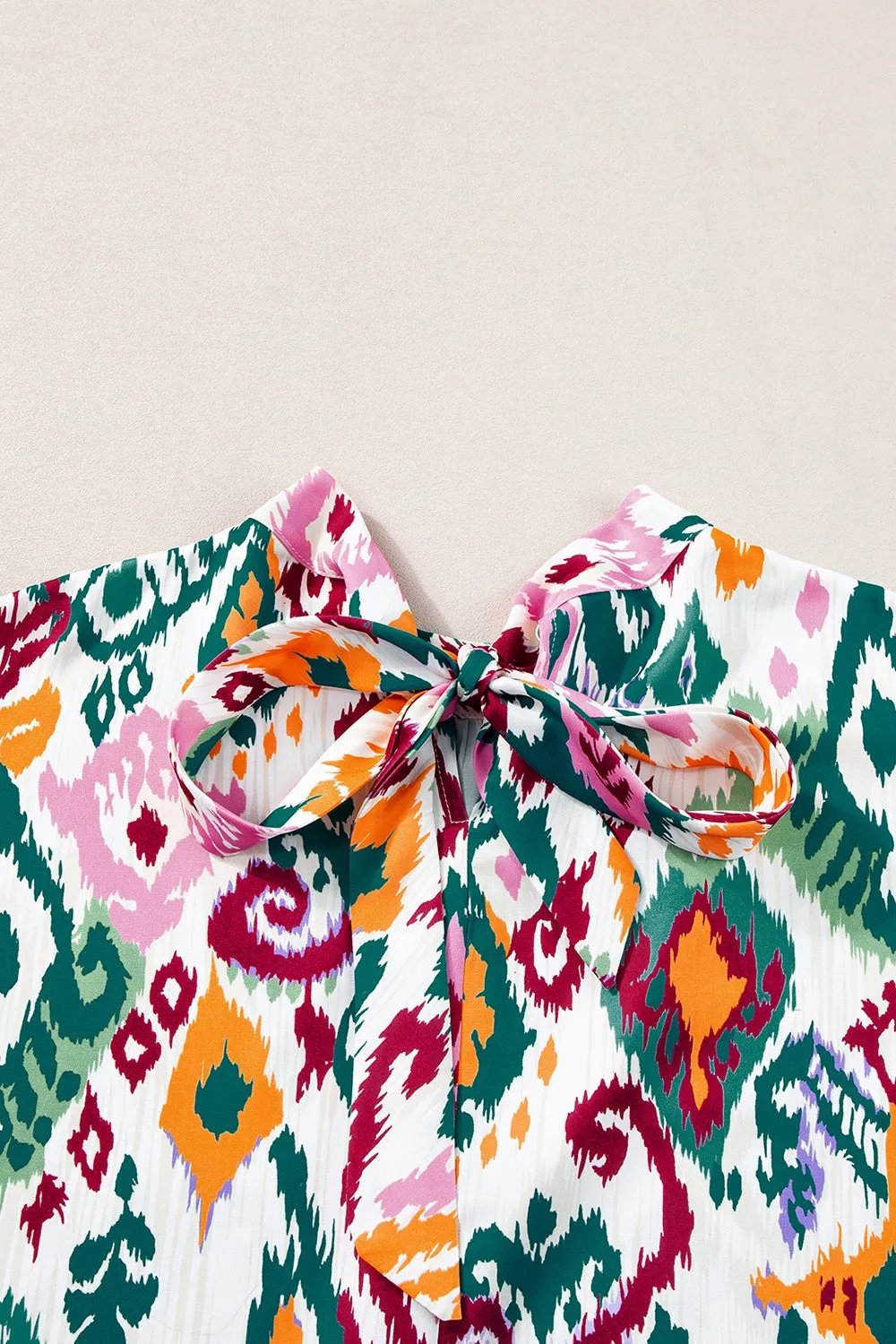 Trina Printed Mock Neck Half Sleeve Blouse