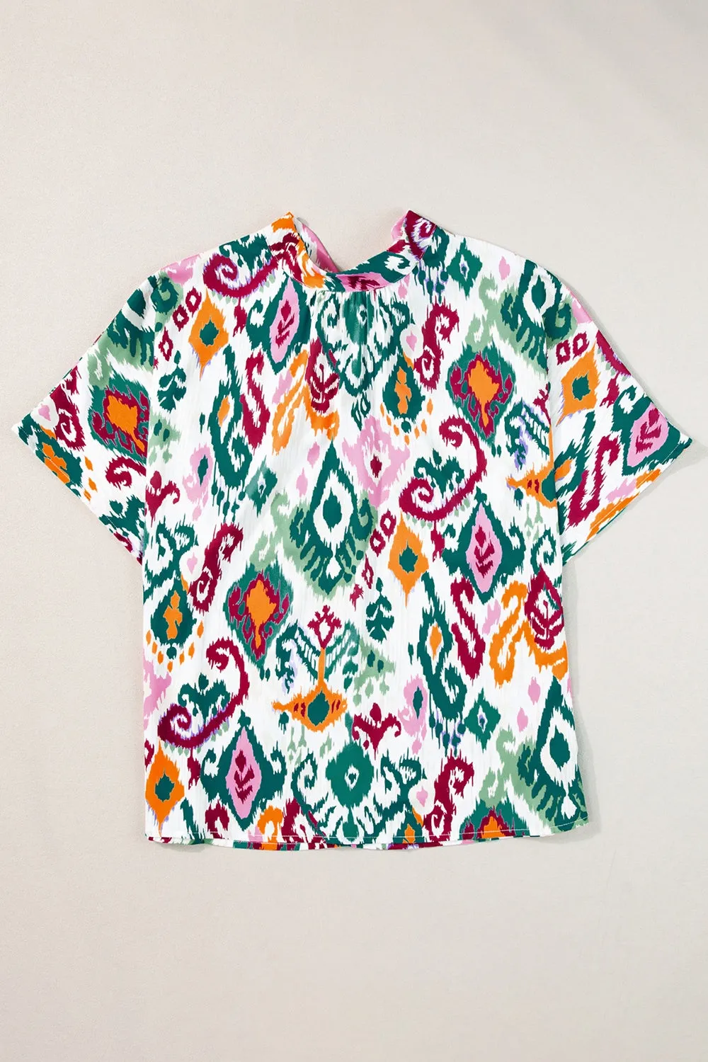 Trina Printed Mock Neck Half Sleeve Blouse