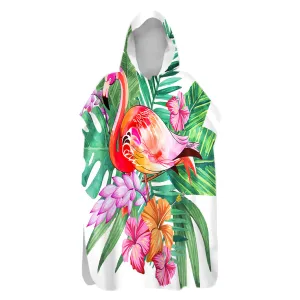 Tropical Flamingo Hooded Beach Poncho