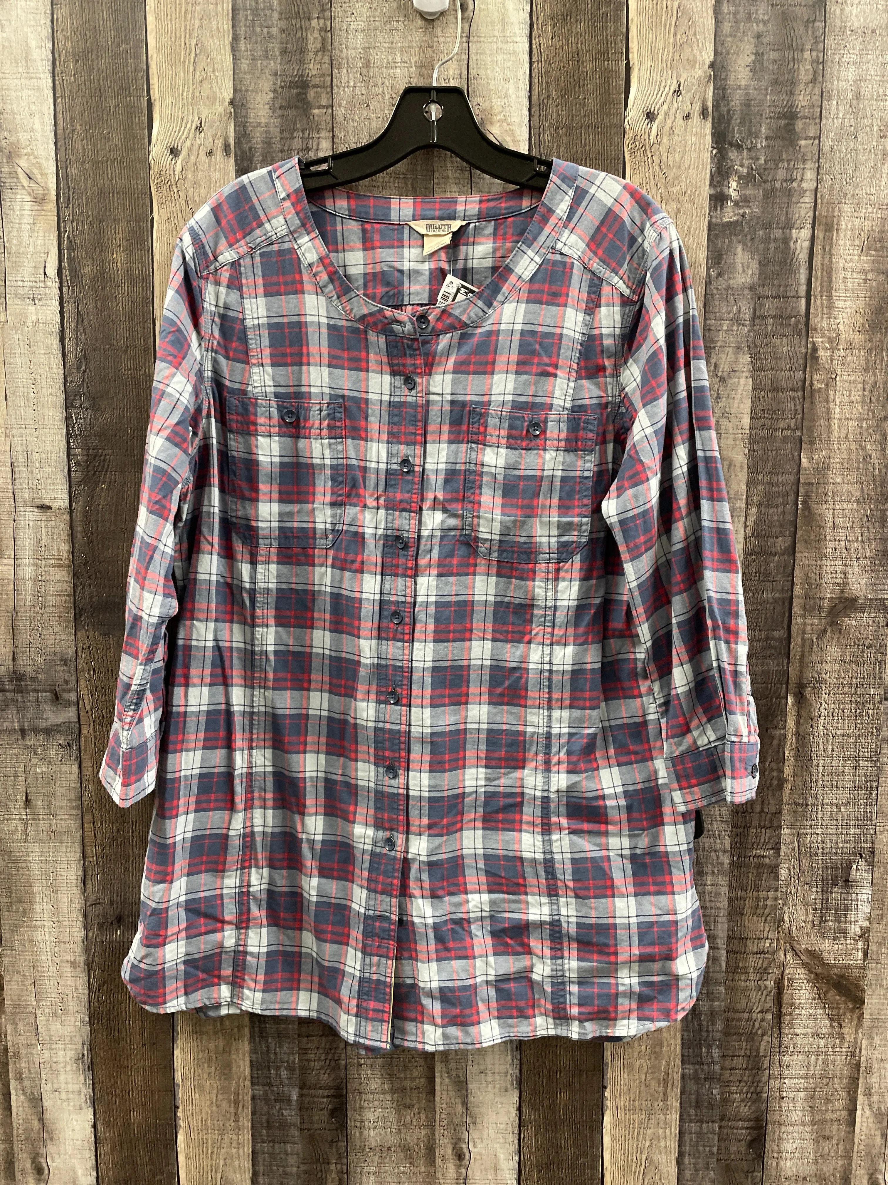 Tunic Long Sleeve By Duluth Trading In Plaid Pattern, Size: L
