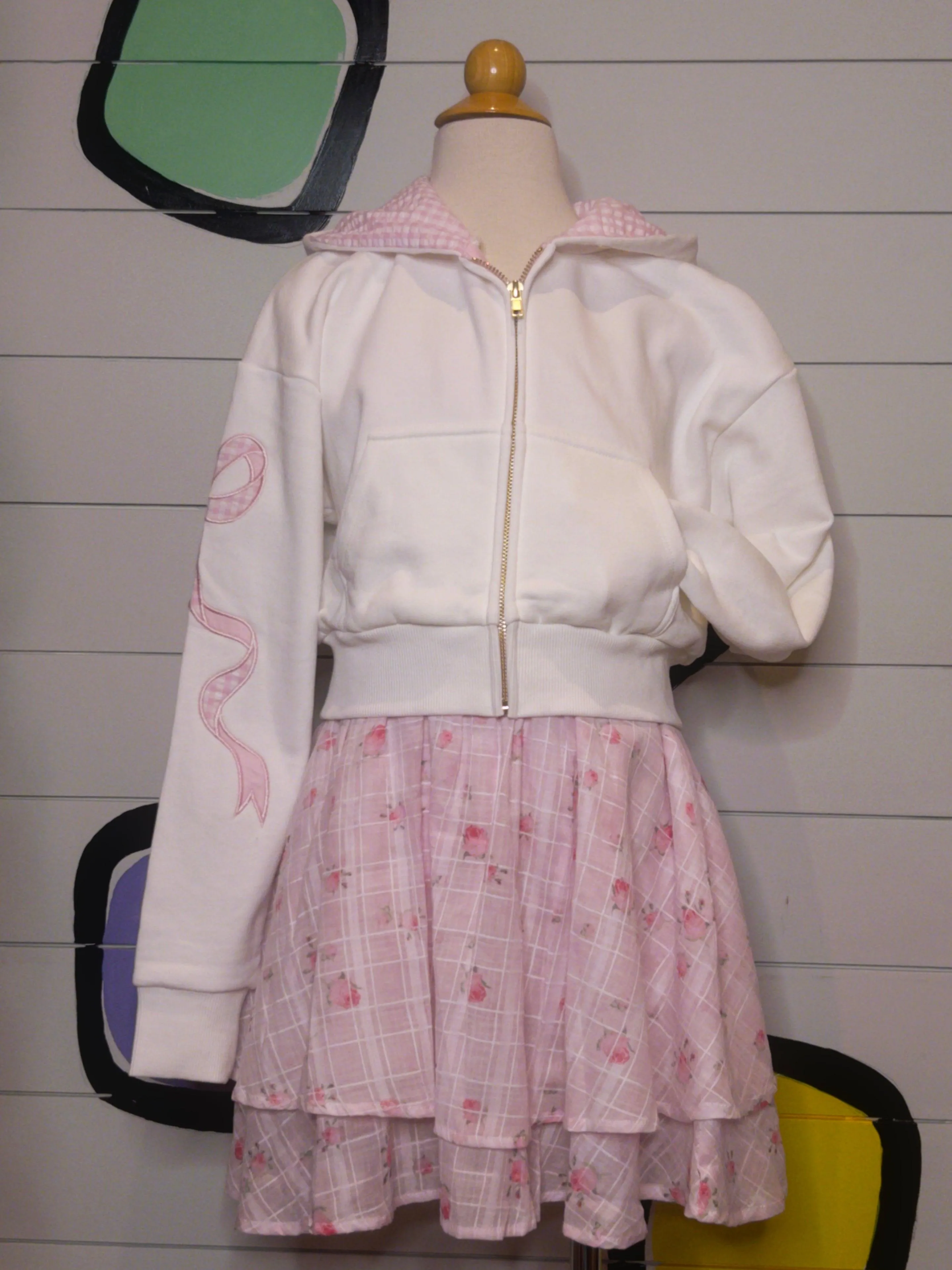 Tween Sweater | Dylan Crop Zip - Coquette Bow Seersucker | Katie J NYC