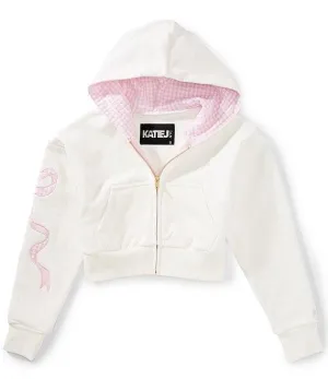 Tween Sweater | Dylan Crop Zip - Coquette Bow Seersucker | Katie J NYC