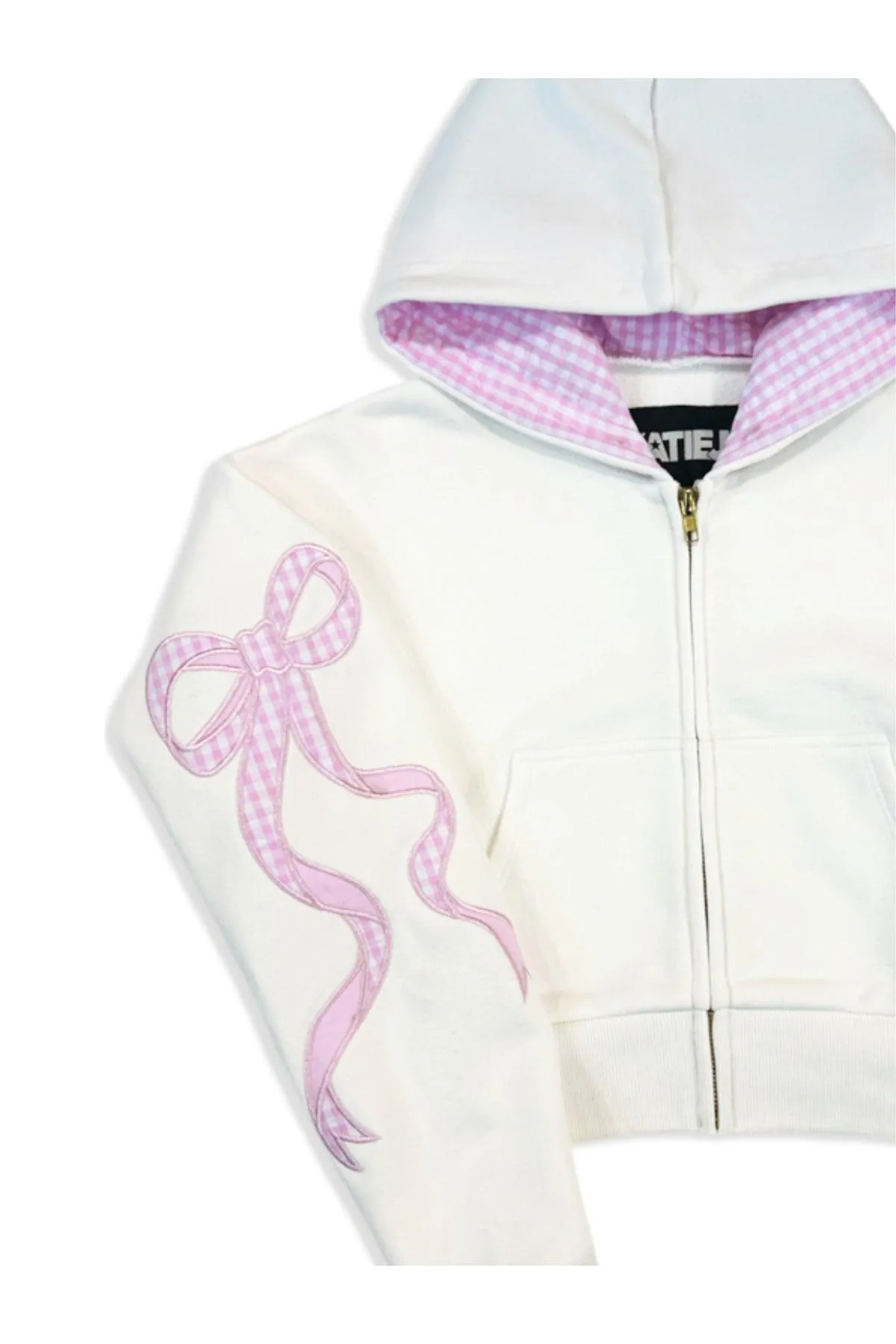 Tween Sweater | Dylan Crop Zip - Coquette Bow Seersucker | Katie J NYC
