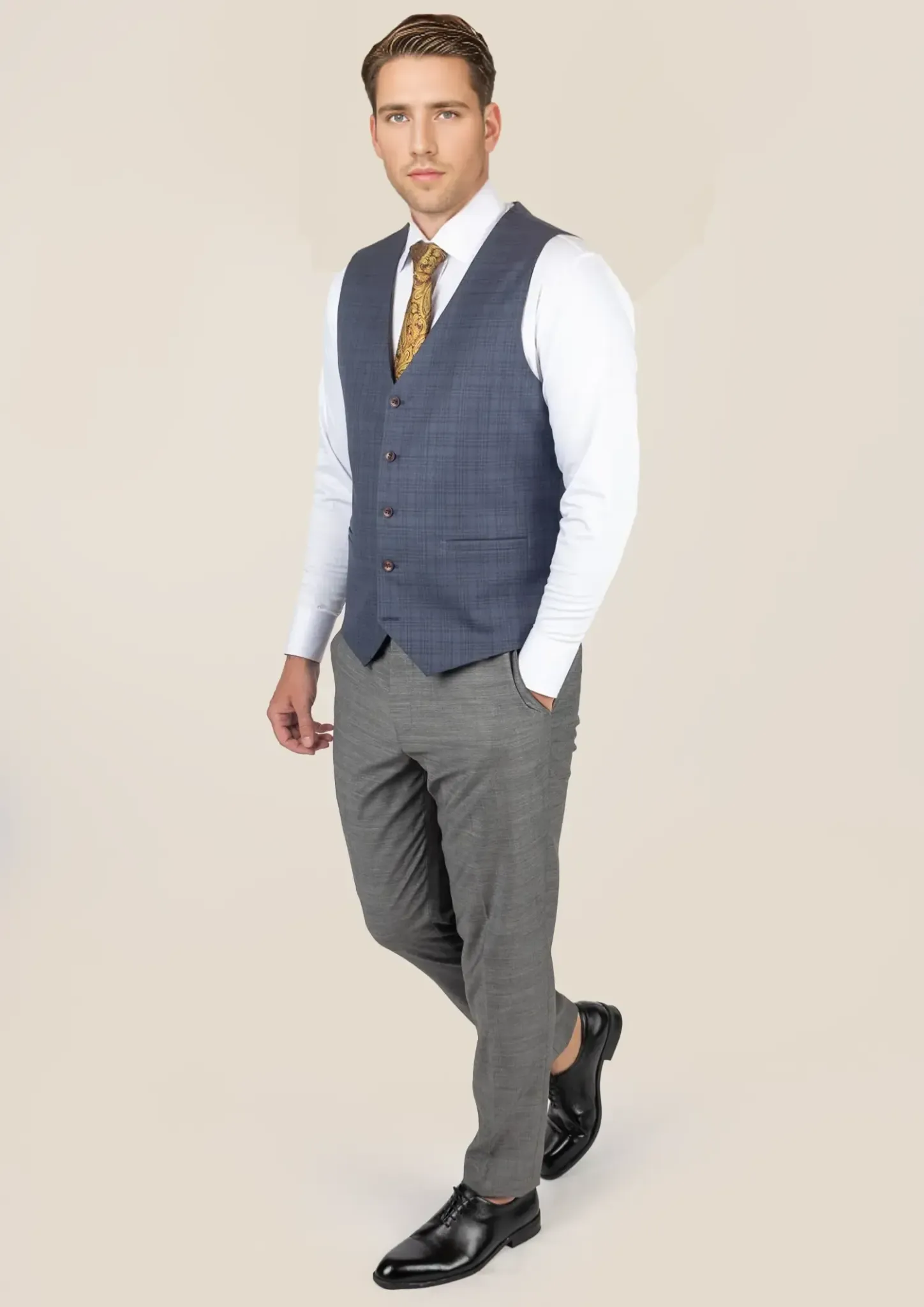 Twilight Blue Plaid Vest