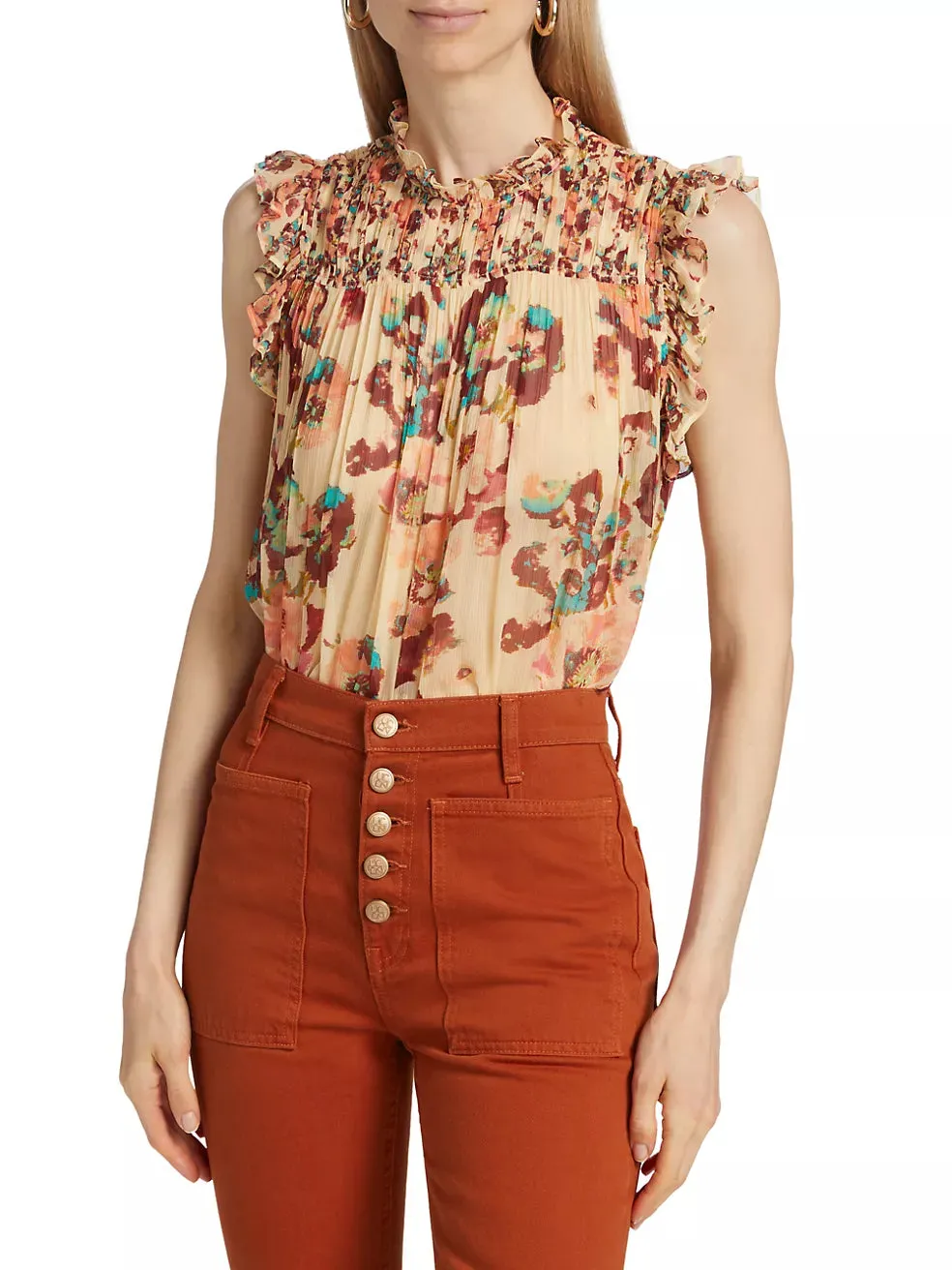 Ulla Johnson Georgina Watercolor Floral Silk Top