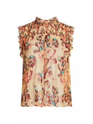 Ulla Johnson Georgina Watercolor Floral Silk Top
