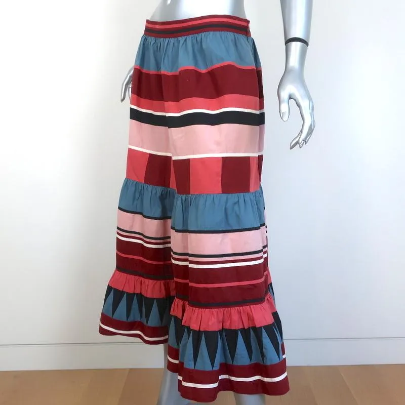 Ulla Johnson Midi Skirt Simi Ruffled Printed Cotton Size 8