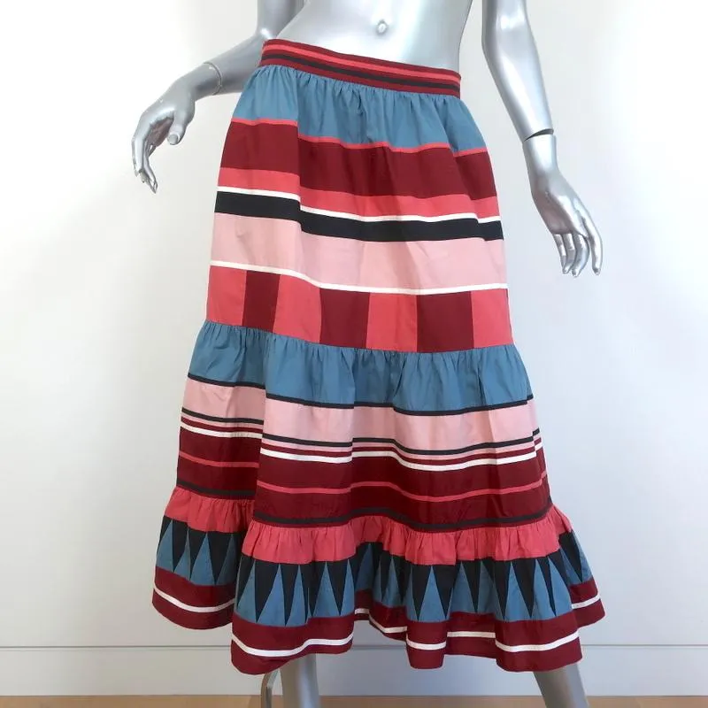 Ulla Johnson Midi Skirt Simi Ruffled Printed Cotton Size 8