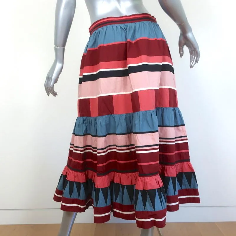 Ulla Johnson Midi Skirt Simi Ruffled Printed Cotton Size 8