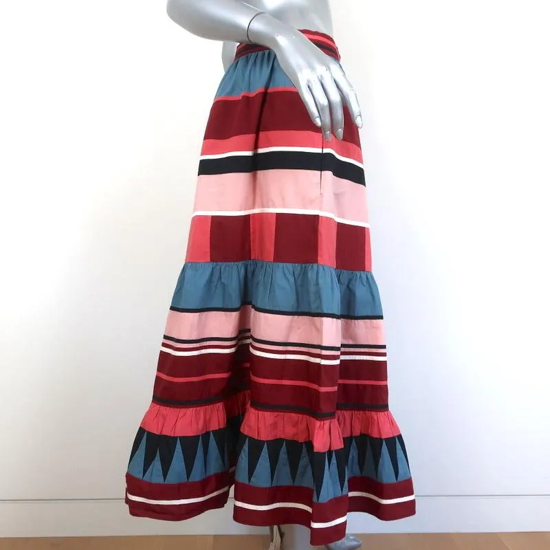 Ulla Johnson Midi Skirt Simi Ruffled Printed Cotton Size 8