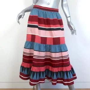 Ulla Johnson Midi Skirt Simi Ruffled Printed Cotton Size 8