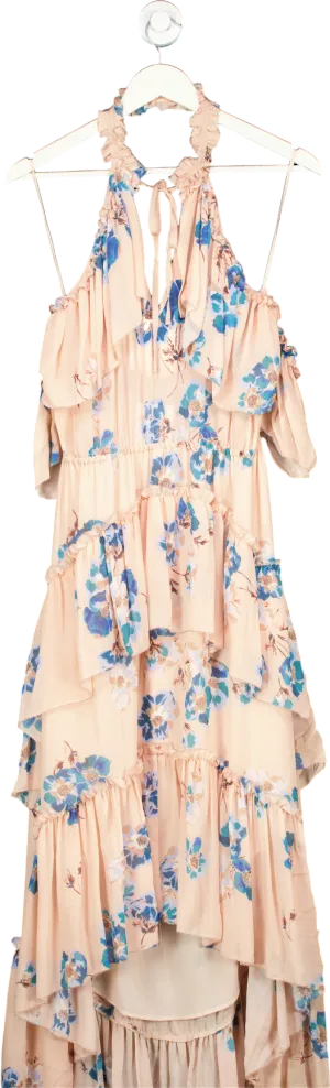 Ulla Johnson Peach Floral Maxi Dress UK 10