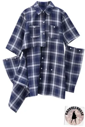 Unbalanced Plaid Top