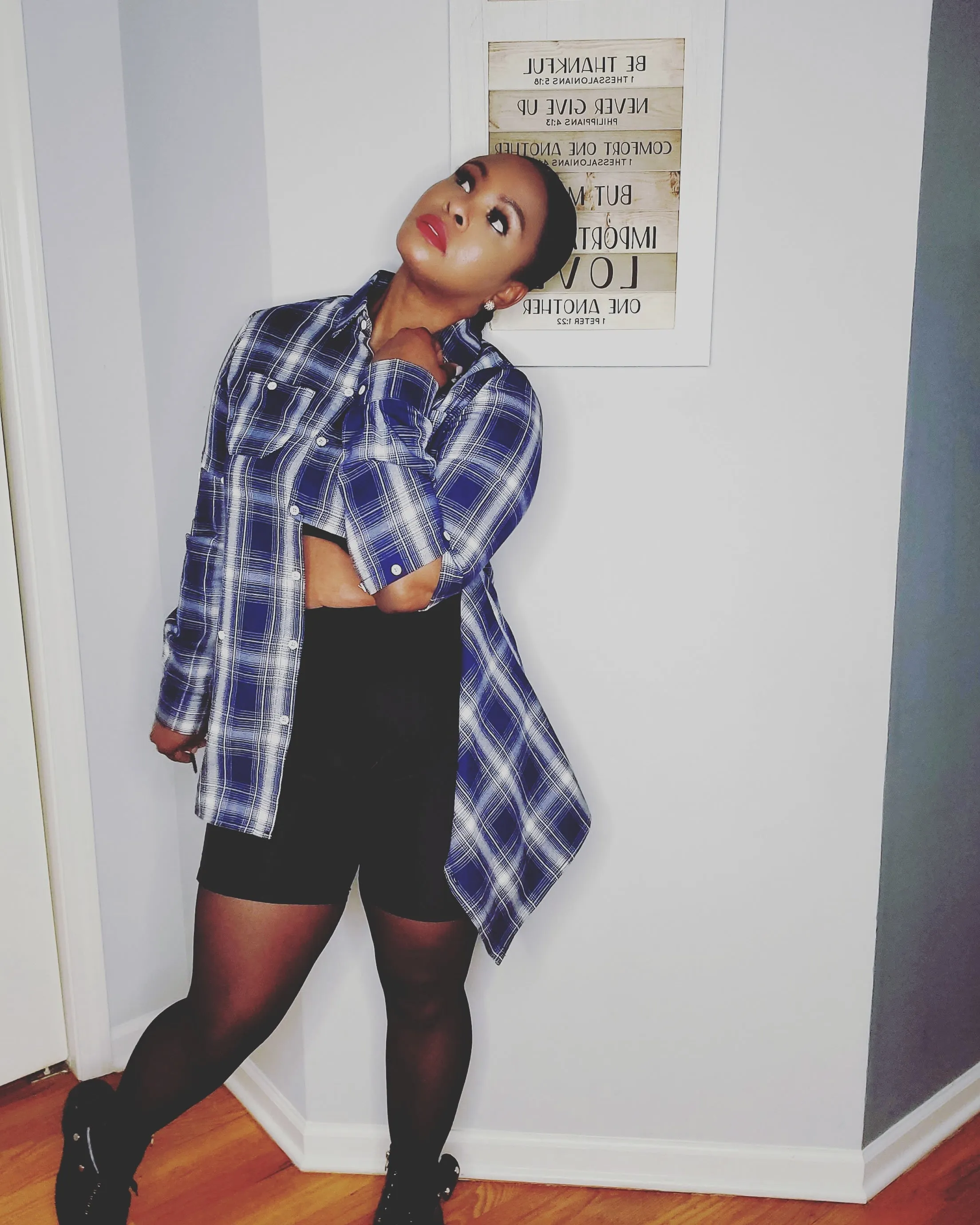 Unbalanced Plaid Top