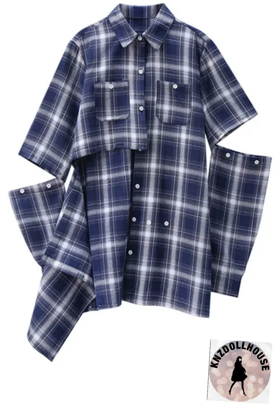 Unbalanced Plaid Top
