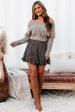 Undisguised Feelings Floral Ruffled Mini Skort (Navy Multi)