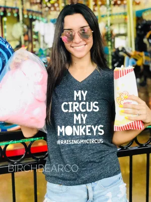 Unisex Tri-Blend V-Neck My Circus My Monkeys Shirt- Chaos Coordinator - Funny Mom Shirt - Funny Circus Shirt - Circus T Shirt