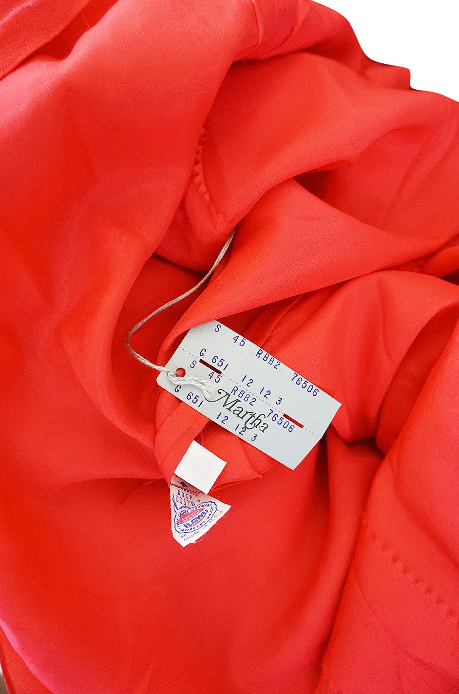 Unworn 1970s Red Silk Chiffon Tiered Ruffle Skirt Dress