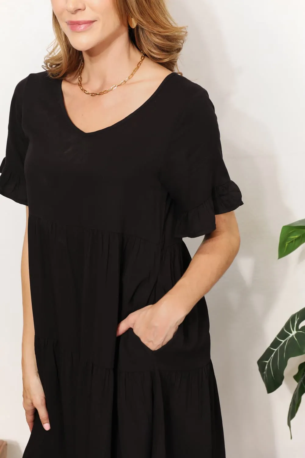 V-Neck Babydoll Dress