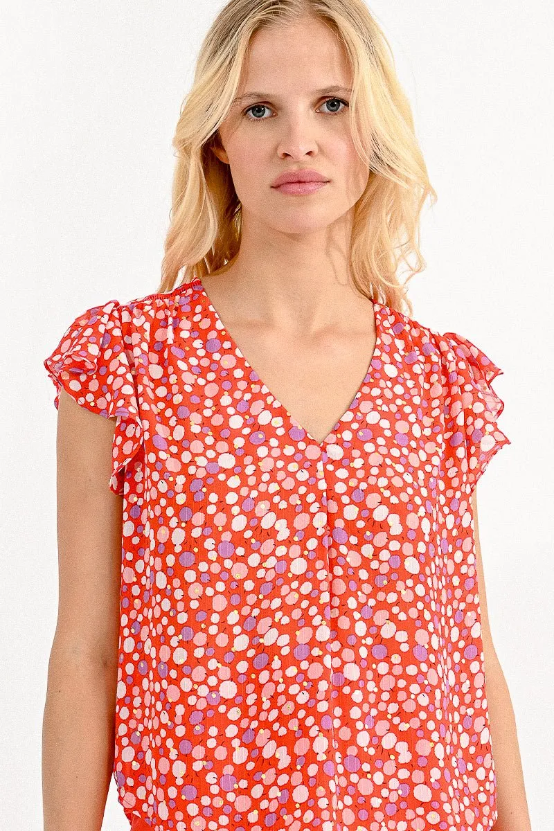 V-NECK PRINTED TOP