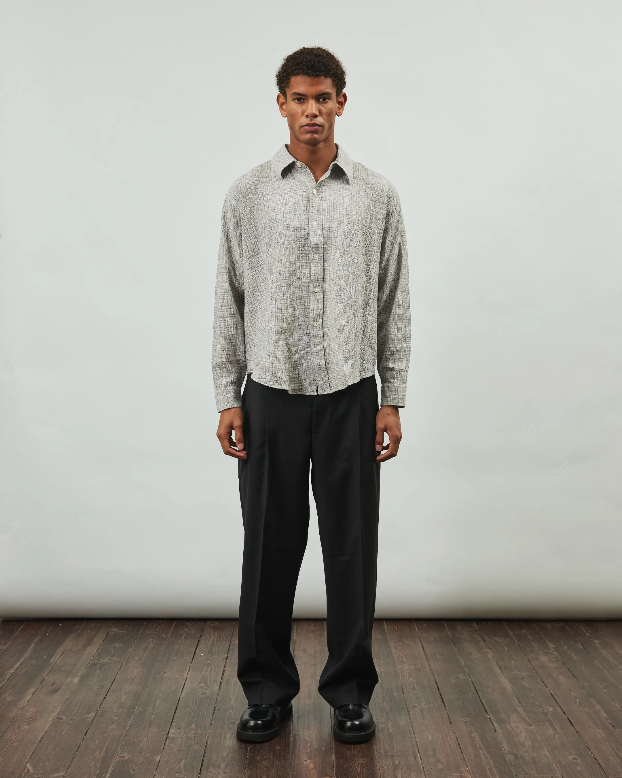 Vacation Shirt - Grey Check Seersucker