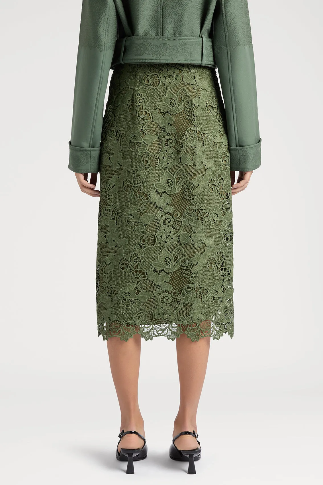VENETIAN PLASTER LACE PENCIL SKIRT