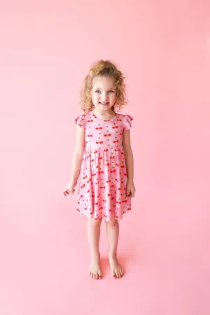 Very Cherry - Ruffled Capsleeve Basic Twirl Dress