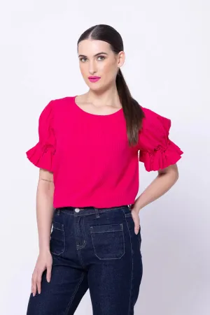 Vibrant Top - Raspberry Texture Stripe