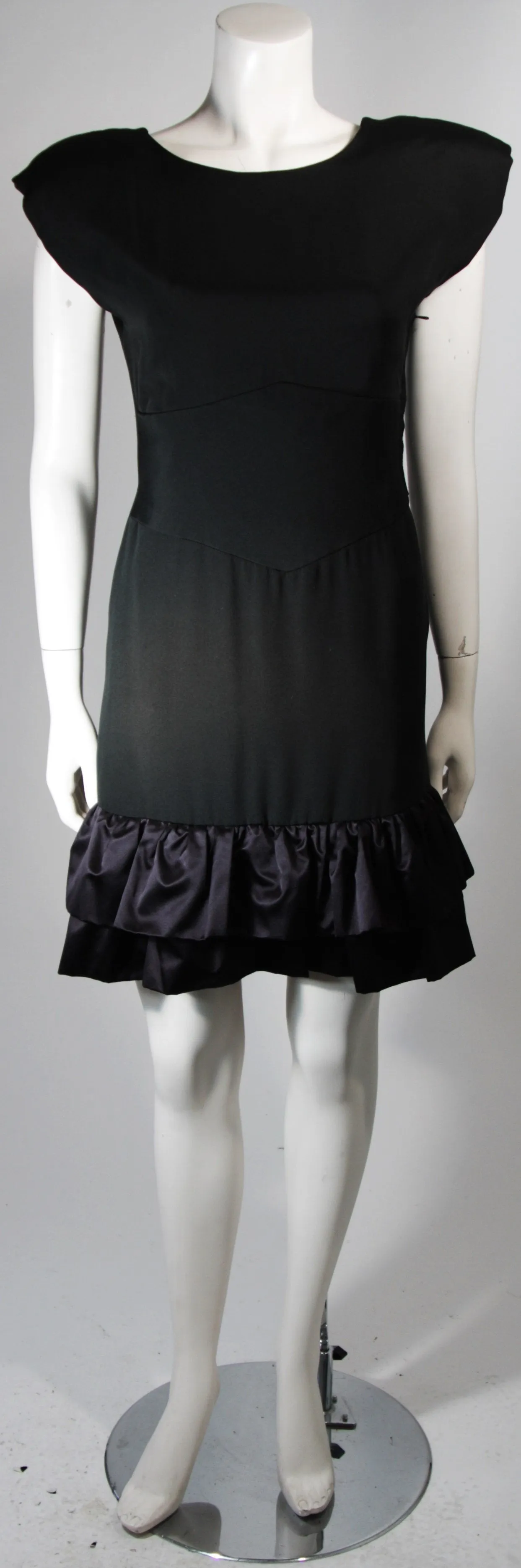 VICKY TIEL Black Silk Cocktail Dress with Criss Cross Back Size Small