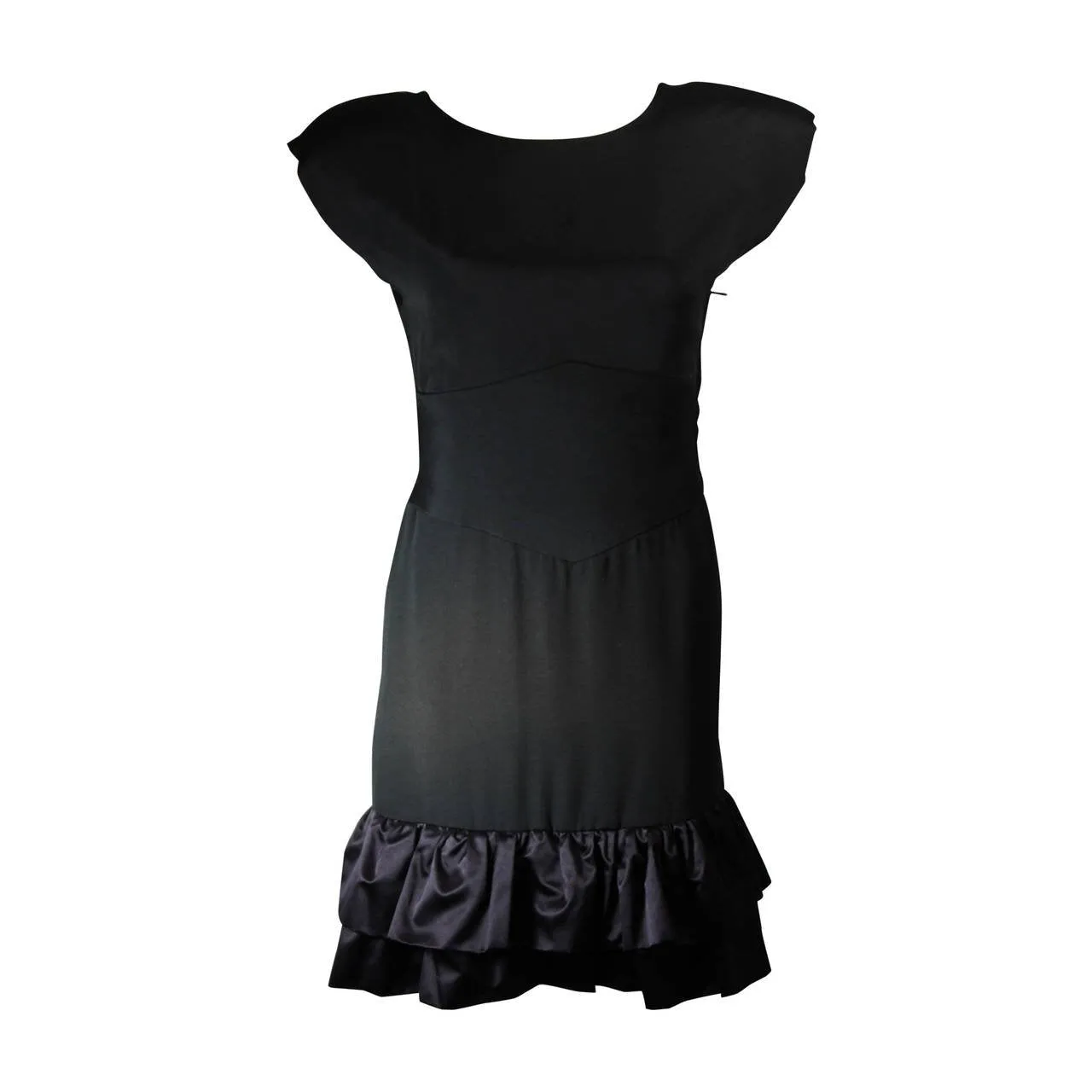 VICKY TIEL Black Silk Cocktail Dress with Criss Cross Back Size Small
