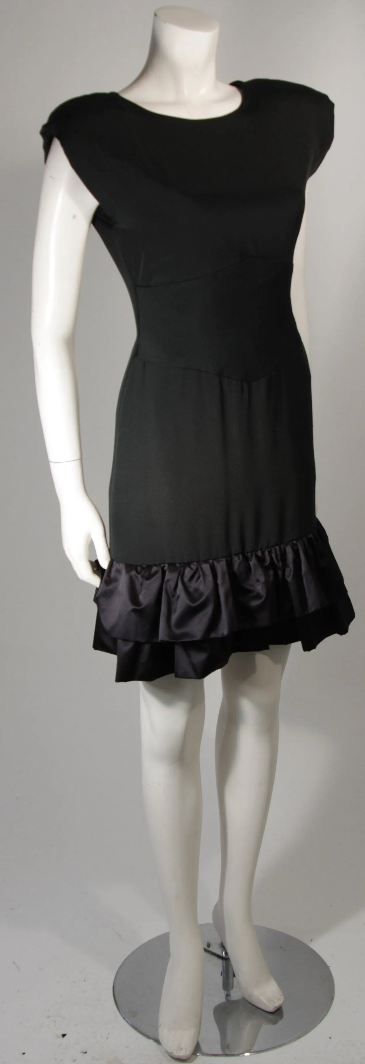 VICKY TIEL Black Silk Cocktail Dress with Criss Cross Back Size Small