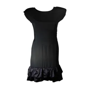 VICKY TIEL Black Silk Cocktail Dress with Criss Cross Back Size Small