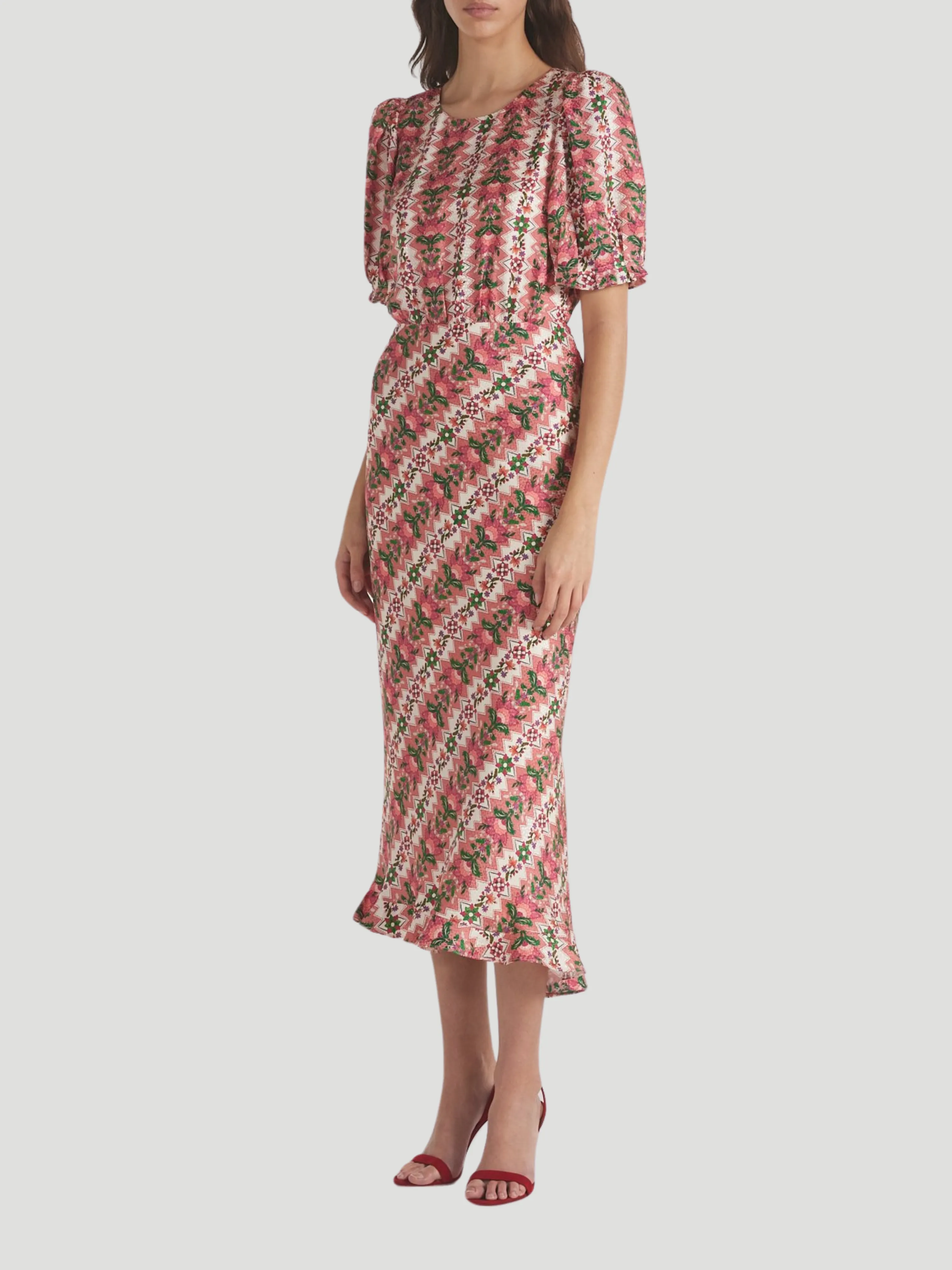 Vida Printed Silk Midi-Dress