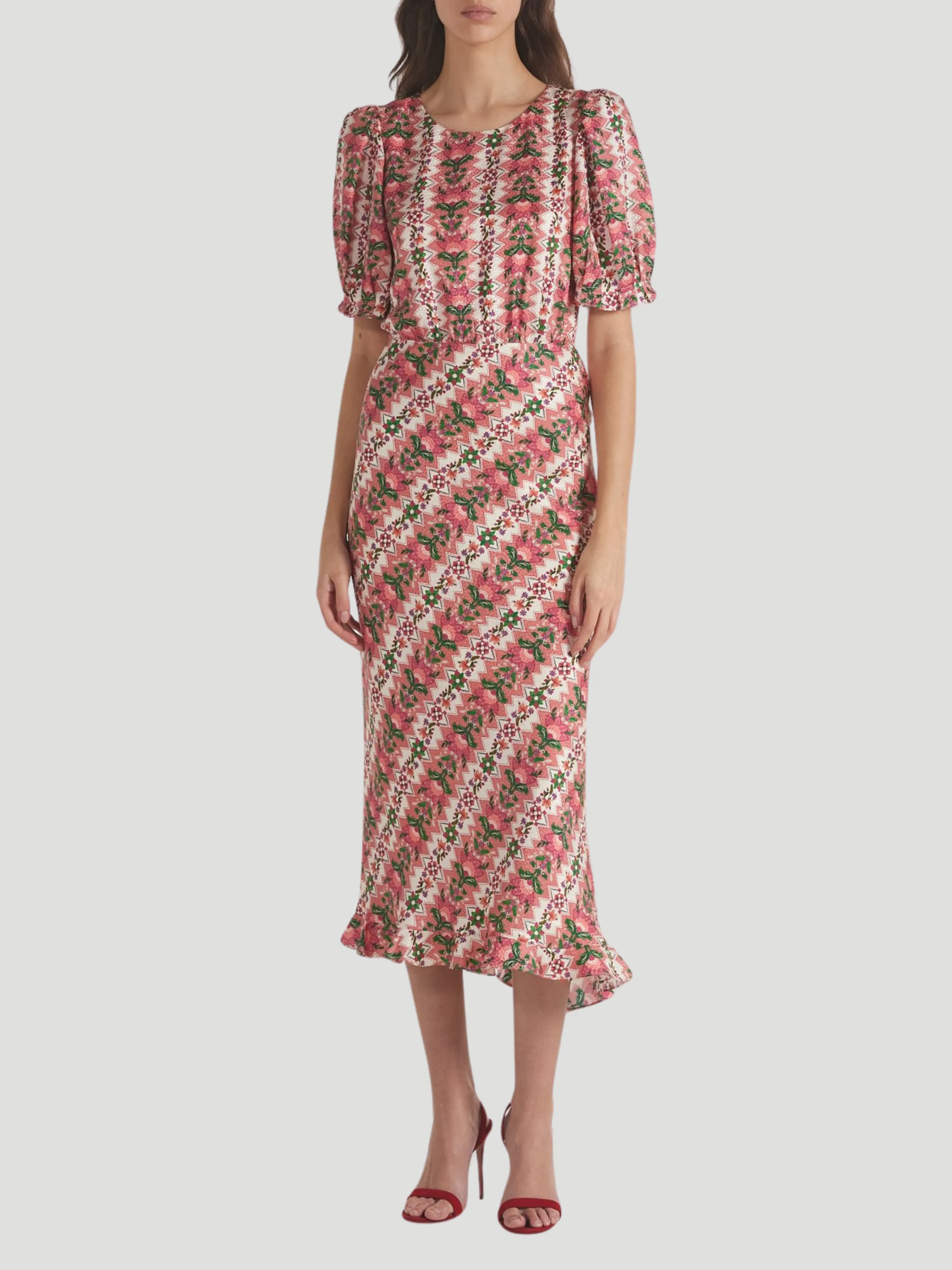 Vida Printed Silk Midi-Dress