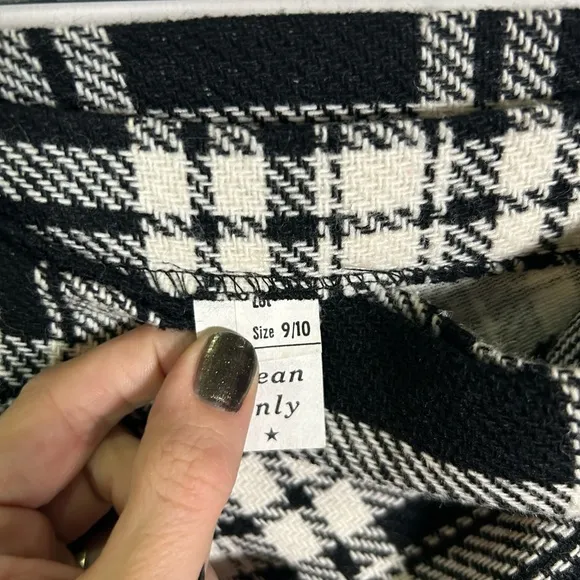 Vintage 1970s Maxi Plaid Skirt, Black and White Size XS/S