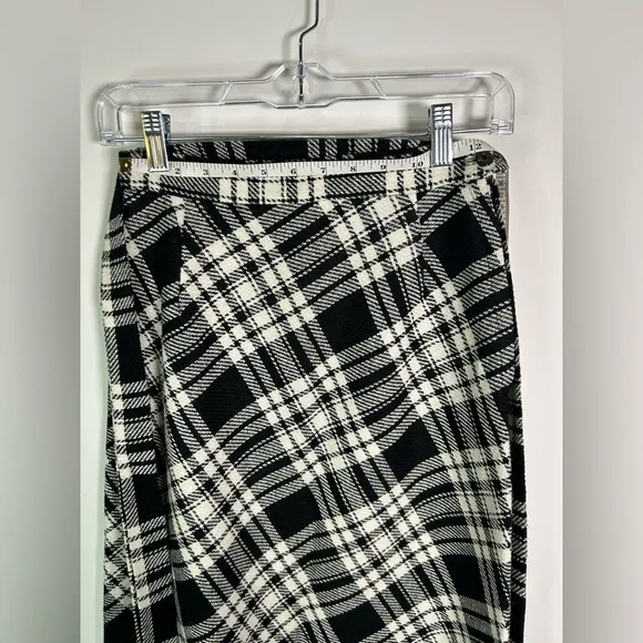 Vintage 1970s Maxi Plaid Skirt, Black and White Size XS/S