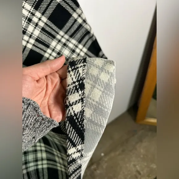 Vintage 1970s Maxi Plaid Skirt, Black and White Size XS/S