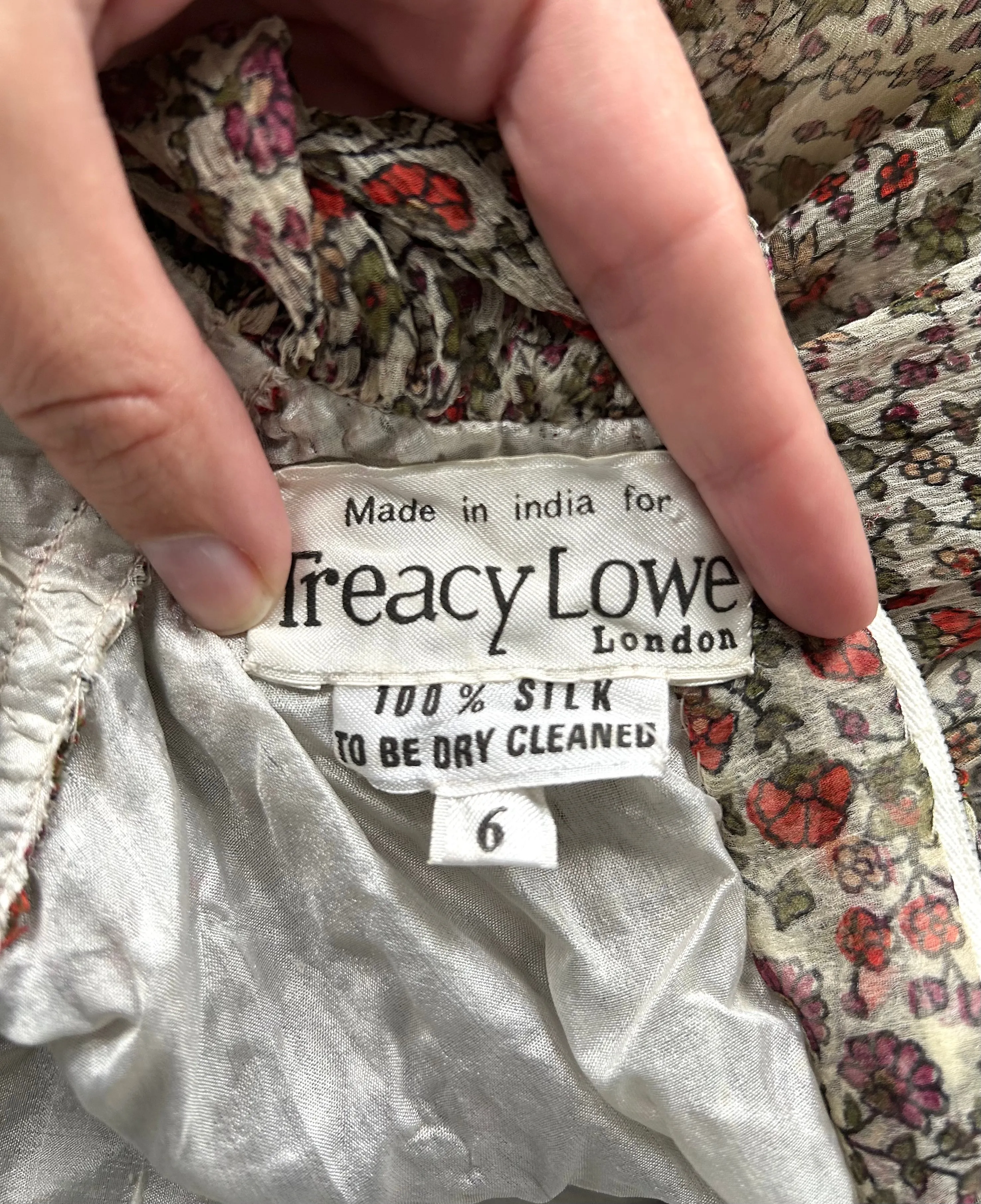 Vintage 1970s silk gown . Treacy Lowe dress . size xs to small