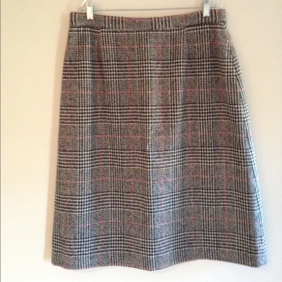 Vintage 60s Plus Size Plaid Wool Midi Skirt