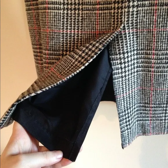 Vintage 60s Plus Size Plaid Wool Midi Skirt