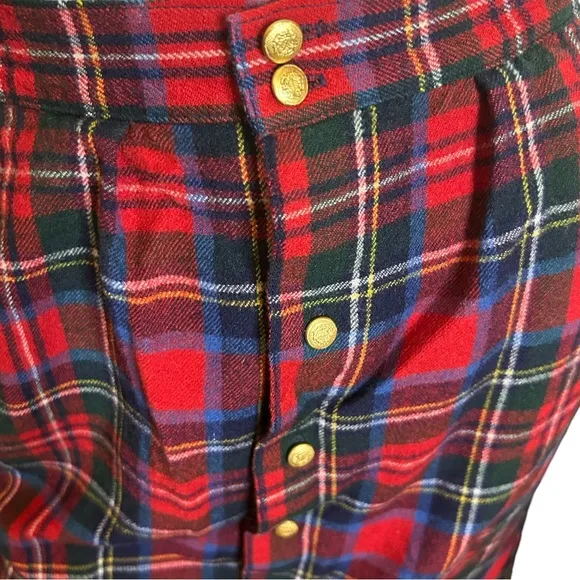 Vintage 70s Post O’Horn Red Blue Plaid Wool Skirt