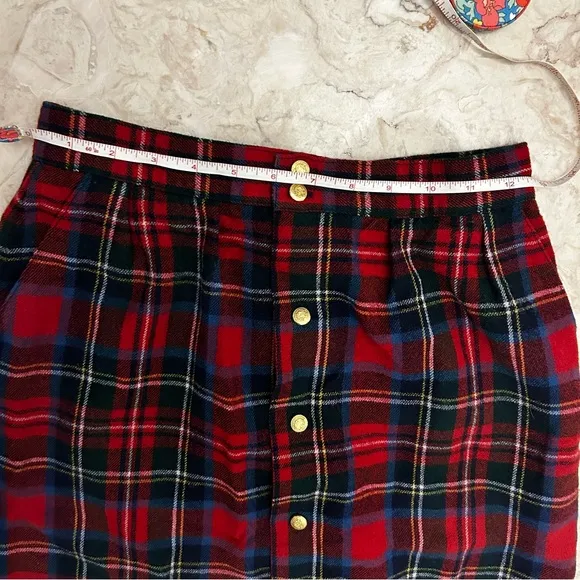 Vintage 70s Post O’Horn Red Blue Plaid Wool Skirt