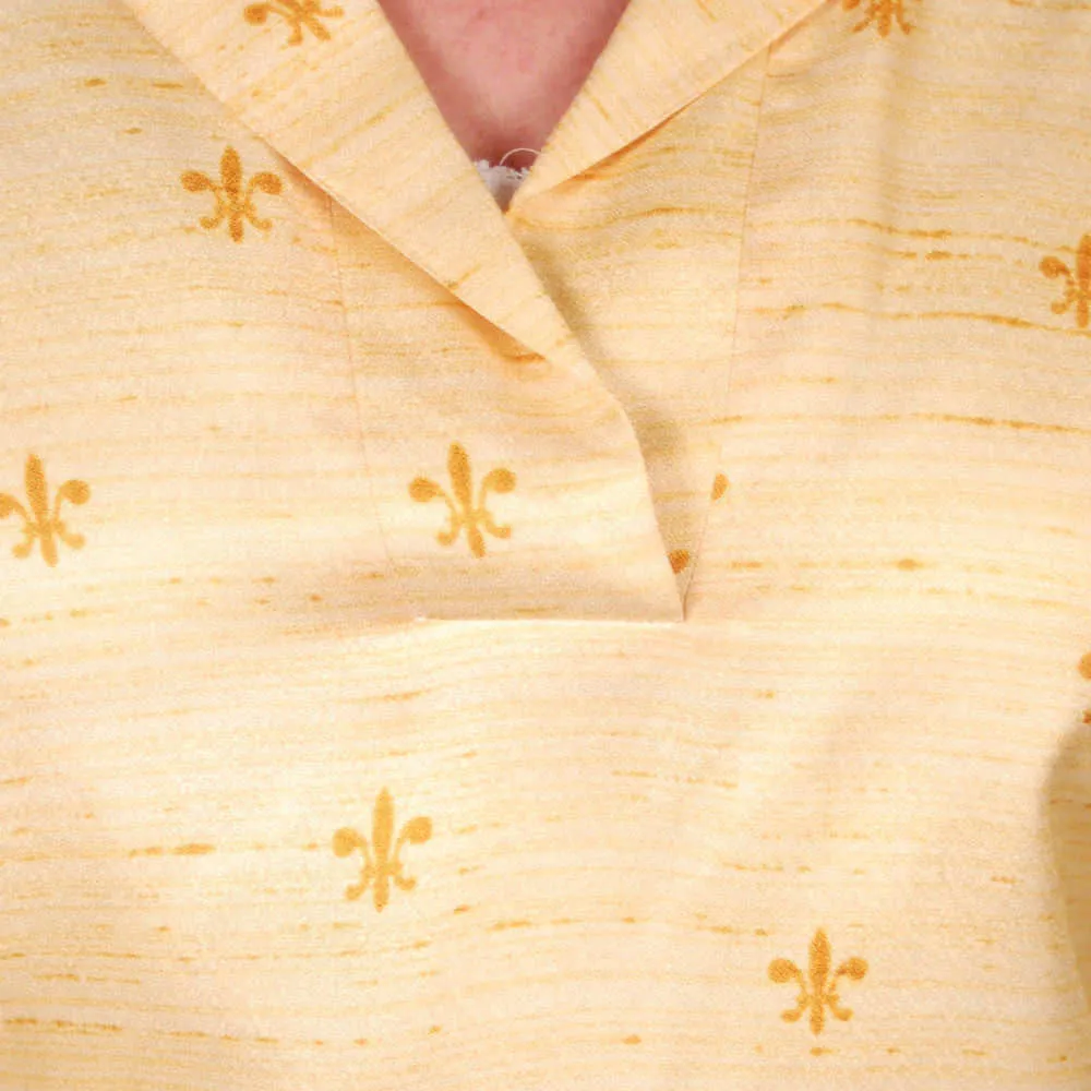 Vintage Blouse Acetate Fleur De Leis Print 1950S 40B