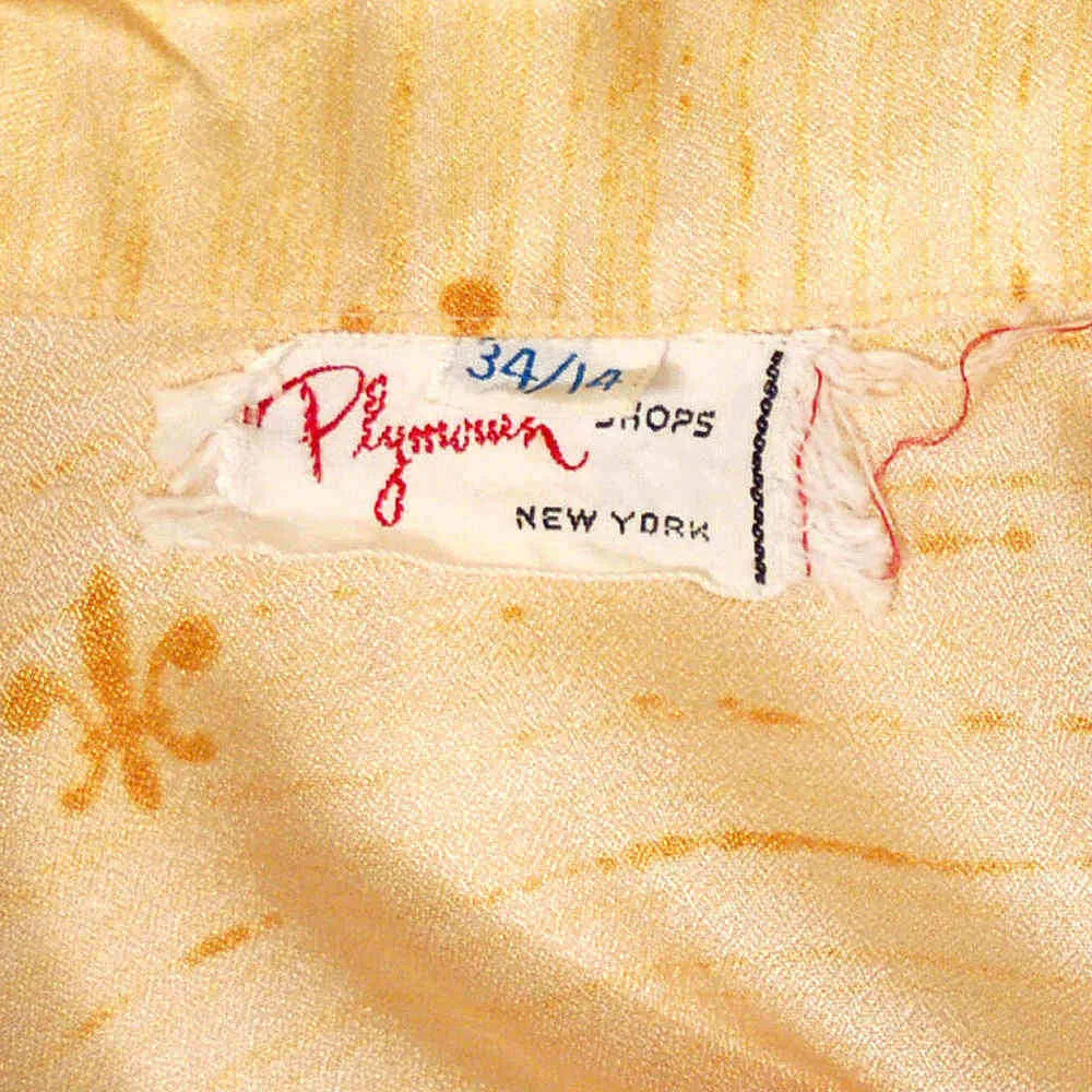 Vintage Blouse Acetate Fleur De Leis Print 1950S 40B