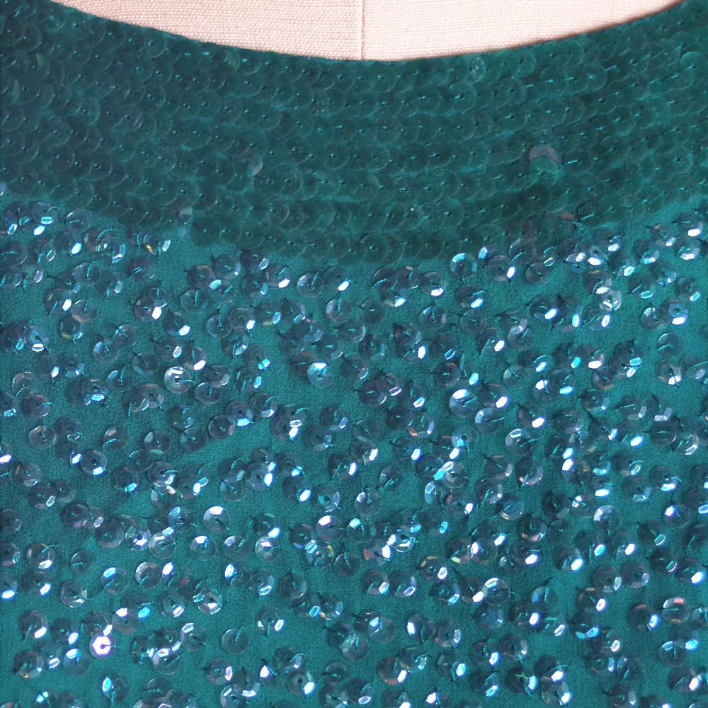 Vintage Blouse Silk Green Sequin Shell Royal Lynne 1950S