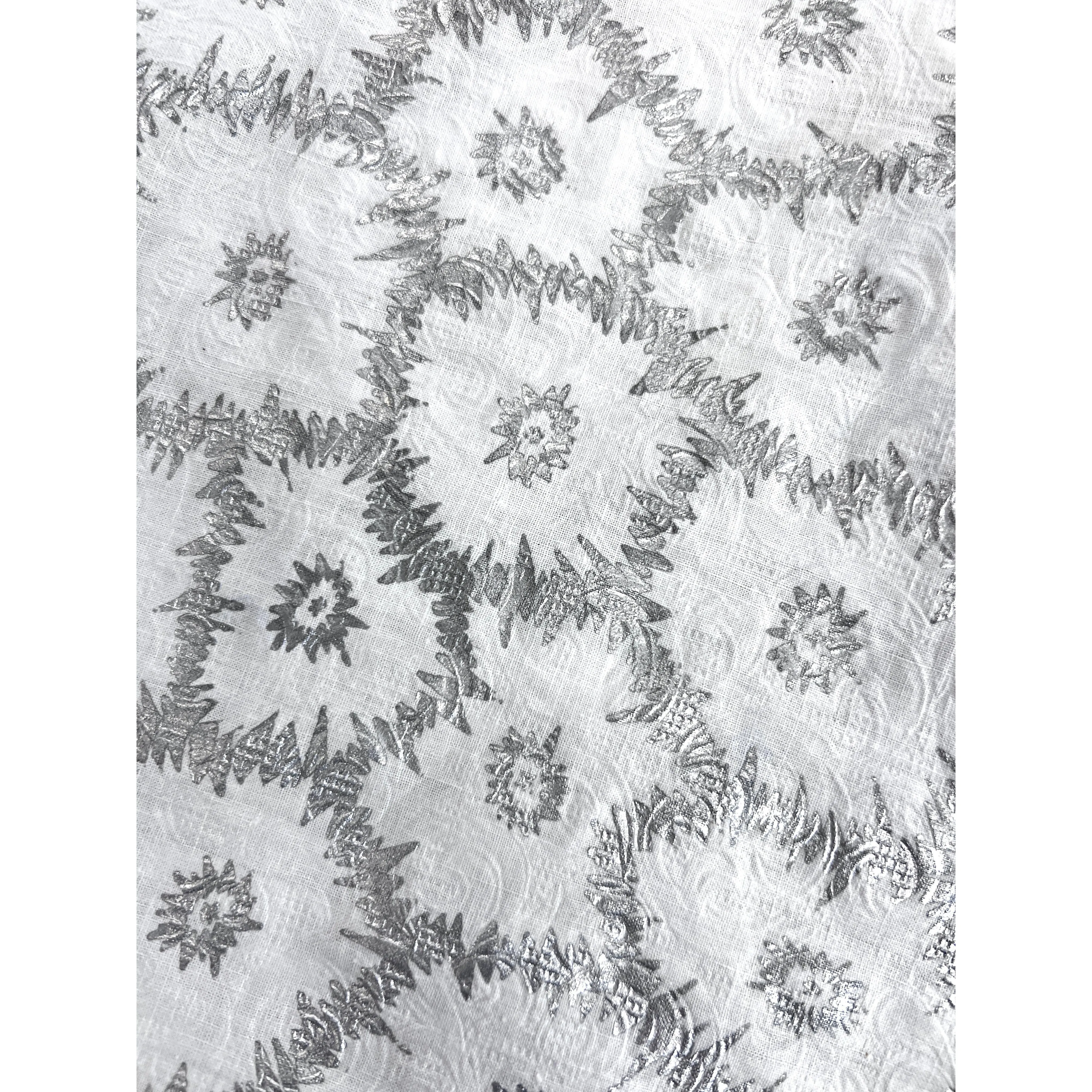 Vintage Circle Skirt Silver Metallic Mum Print 1950S 28" Waist