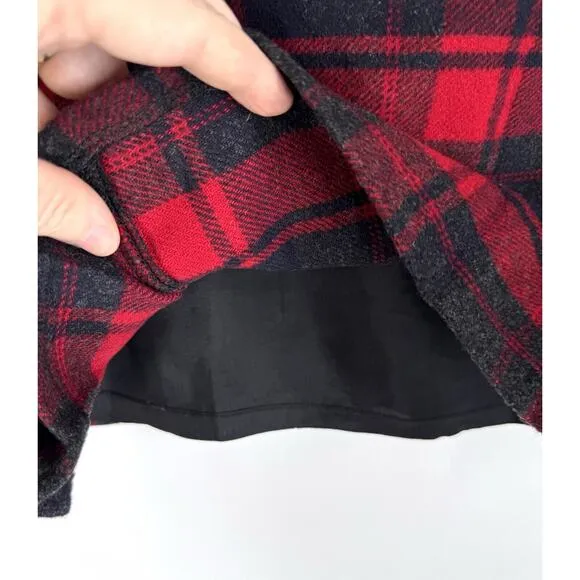 Vintage Free People Skirt 6 Tartan Kilt Red Black Plaid Pleated Exposed Zipper