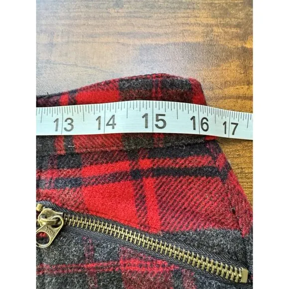 Vintage Free People Skirt 6 Tartan Kilt Red Black Plaid Pleated Exposed Zipper