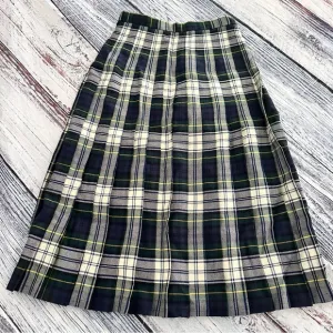 Vintage Guy Curtis 100% Wool Tartan Plaid Pleated Midi Skirt